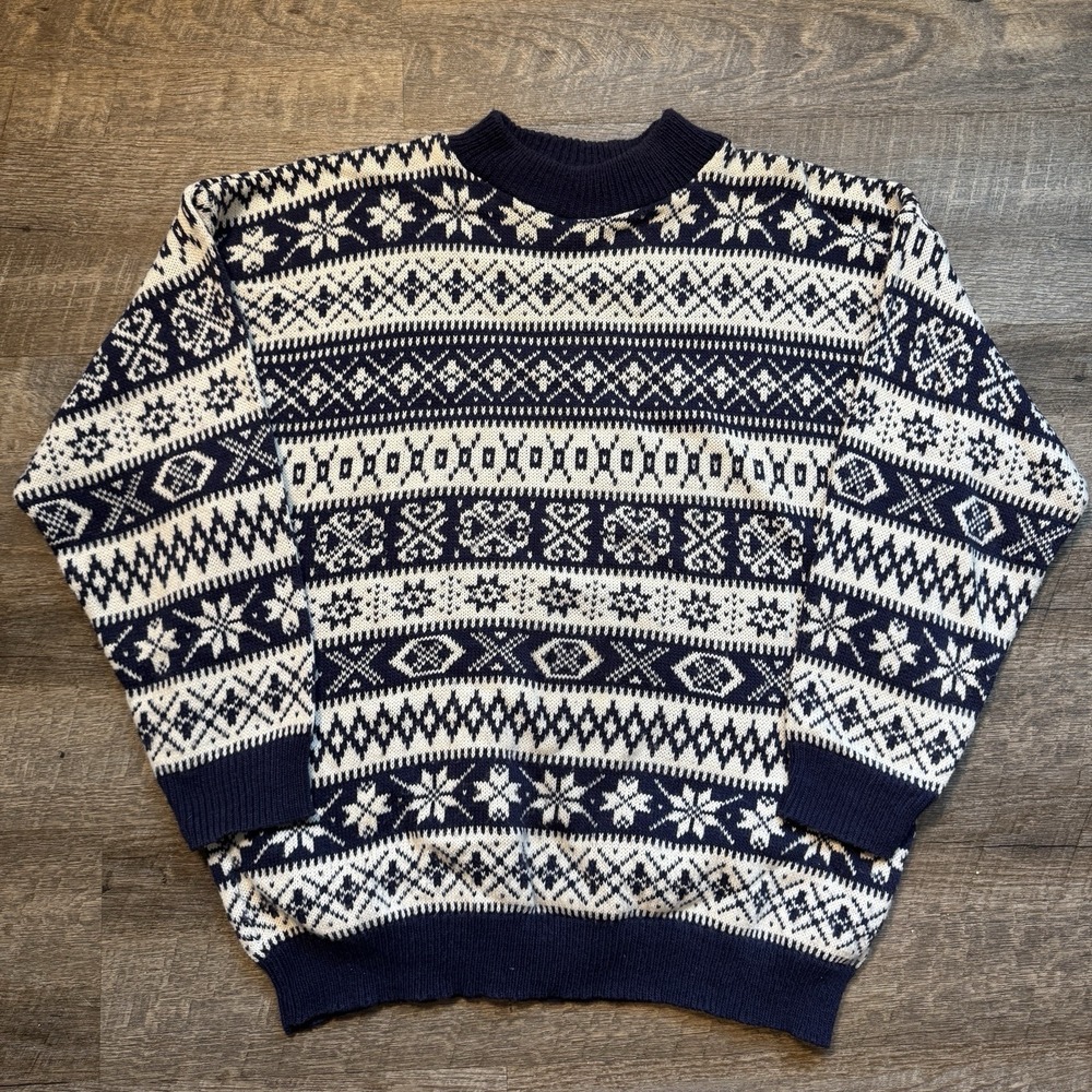 Fair Isle Blue Grandma Sweater Womens 20W
